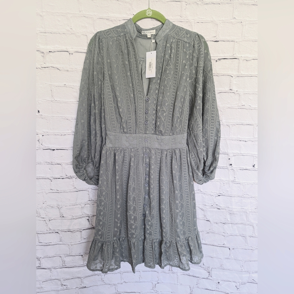 Baltic Born Harmony Embossed Dress Dusty Blue Size S